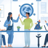 不確実な時代に対応する北海道企業の健康支援をイメージしたオフィスのイラスト