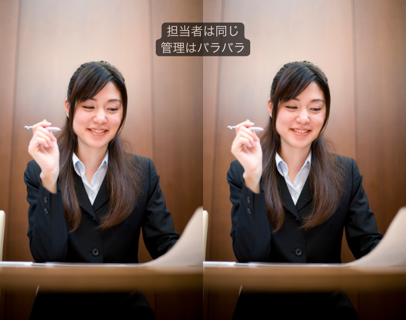 健康診断とストレスチェックを別々に管理しており、業務が分断されている企業のイメージ